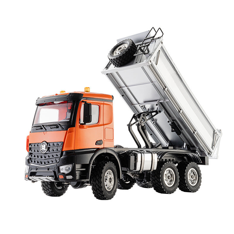 598 Full Proportion 1:14 Light Fourteen Channel Alloy Remote Control Dump Truck Engineering Transporter Toys