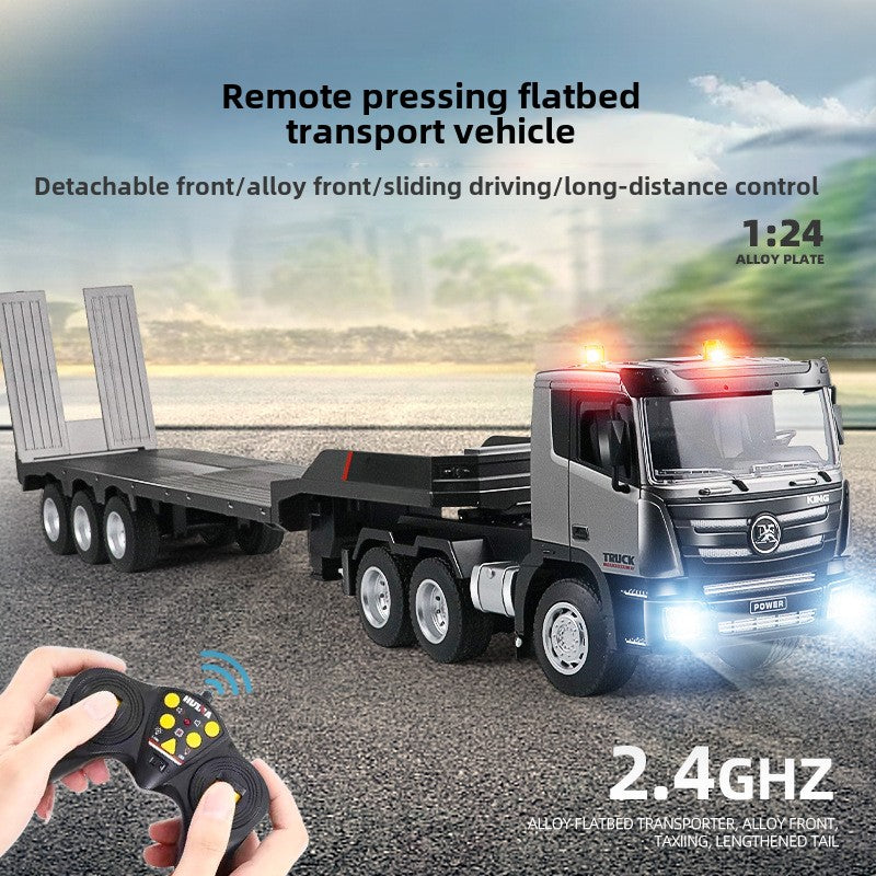 Remote control nine-channel remote control flatbed truck semi-trailer tractor transportation project truck excavator children's toys