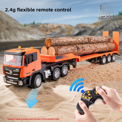 Remote control nine-channel remote control flatbed truck semi-trailer tractor transportation project truck excavator children's toys