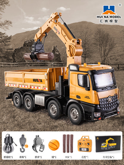 1538 1:14 Full Proportion Alloy 2.4G Remote Control Cargo Crane Grab Wood Grab Ball Machine Dump Toy Car