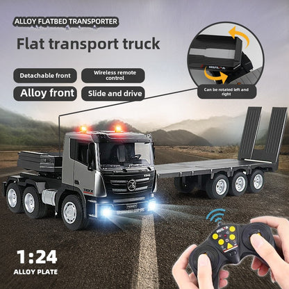 Remote control nine-channel remote control flatbed truck semi-trailer tractor transportation project truck excavator children's toys