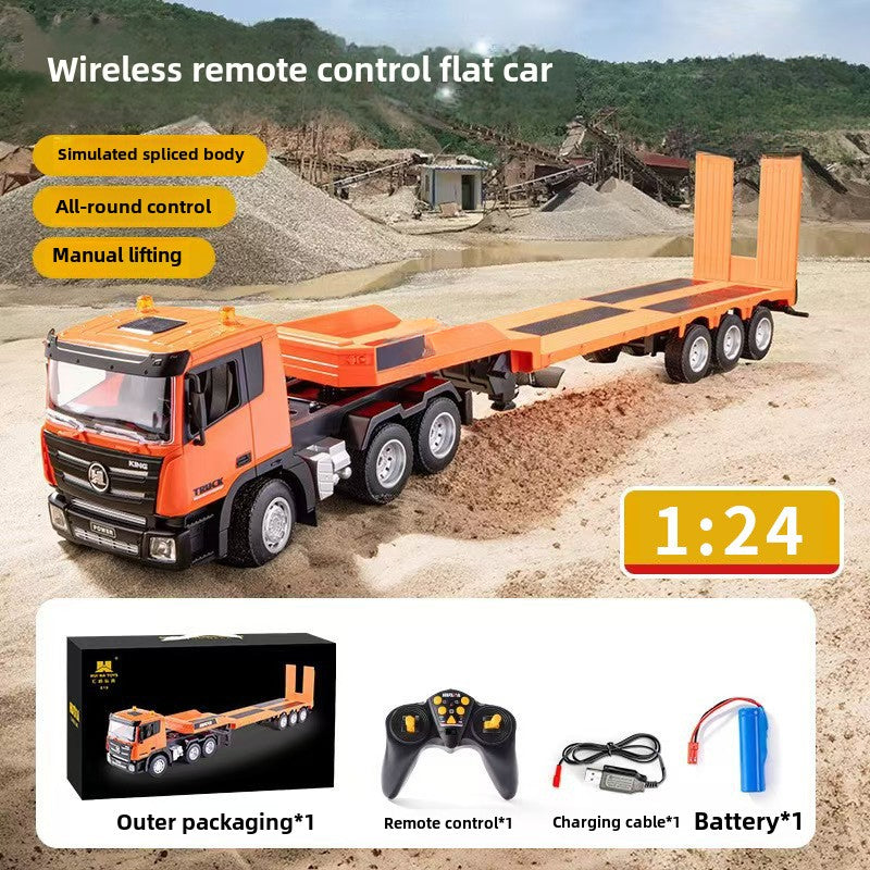 Remote control nine-channel remote control flatbed truck semi-trailer tractor transportation project truck excavator children's toys