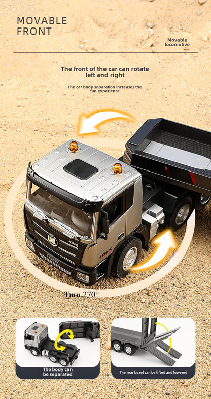 Remote control nine-channel remote control flatbed truck semi-trailer tractor transportation project truck excavator children's toys