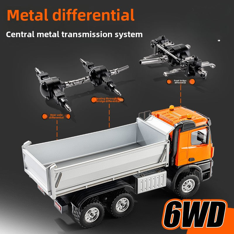 598 Full Proportion 1:14 Light Fourteen Channel Alloy Remote Control Dump Truck Engineering Transporter Toys