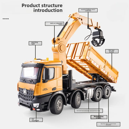 1538 1:14 Full Proportion Alloy 2.4G Remote Control Cargo Crane Grab Wood Grab Ball Machine Dump Toy Car